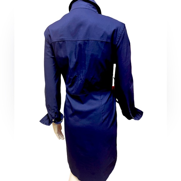 UNTUCKit brand womens shirt dress in navy blue button up and tie waist size 8 - Picture 2 of 8